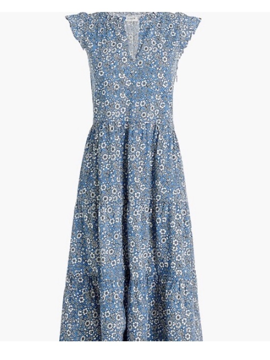 J. Crew Dresses & Skirts - J. Crew blue and white floral v-neck ruffle sleeve cotton maxi dress, XL